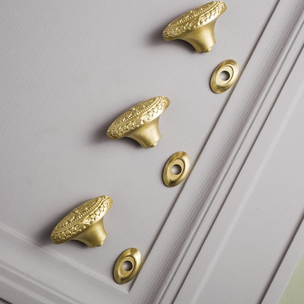 Brass Cabinet Knobs Antique Drawer Knobs, Copper Oval Handles Knobs for Kitch...