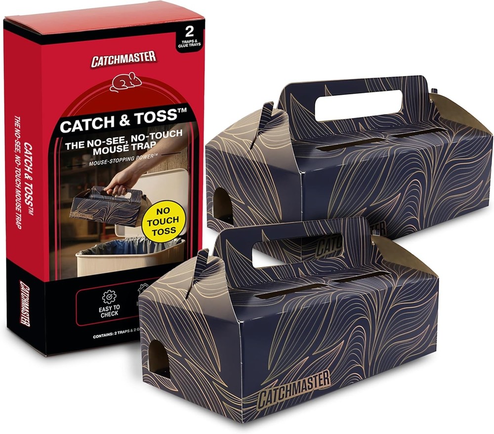 Catchmaster Catch & Toss: No-Touch Disposable Mouse Glue Traps Indoor - 2 Pack