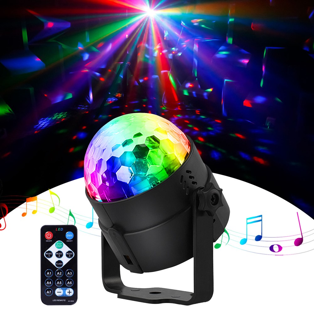 UV 3 LEDs Magic Ball Light Party Disco Stage Light DJ Strobe Ball Remote Control