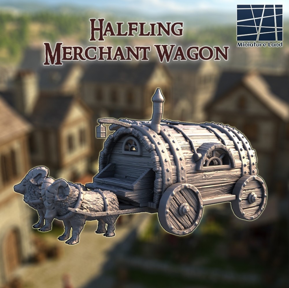 Halfling Merchant Wagon 28mm Tabletop Building.