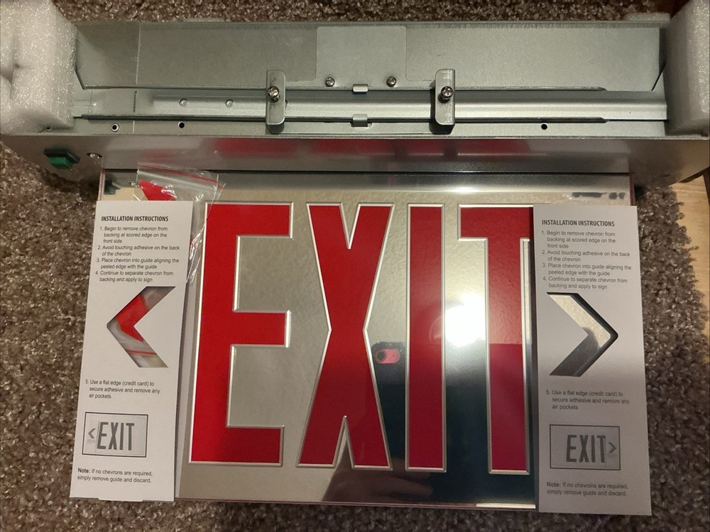 Qllite Recessed Mount Edge-Lit LED EXIT Sign Contractor Grade Open Chrome