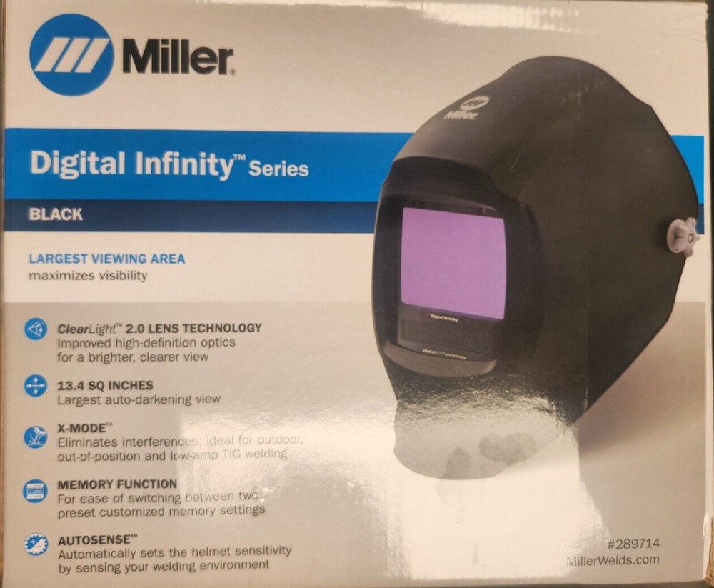 MILLER 289714 DIGITAL INFINITY WELDING HELMET CLEARLIGHT 2.0-BLACK