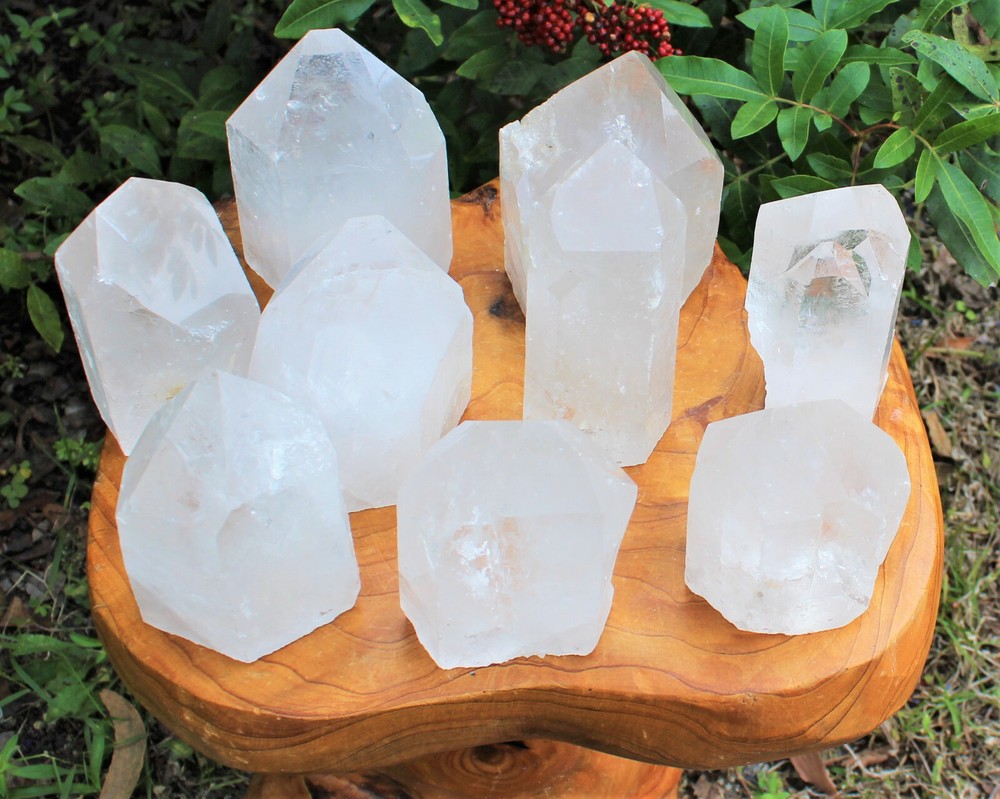 LARGE Clear Quartz Crystal Point with Cut Base - Free Standing Crystal Points