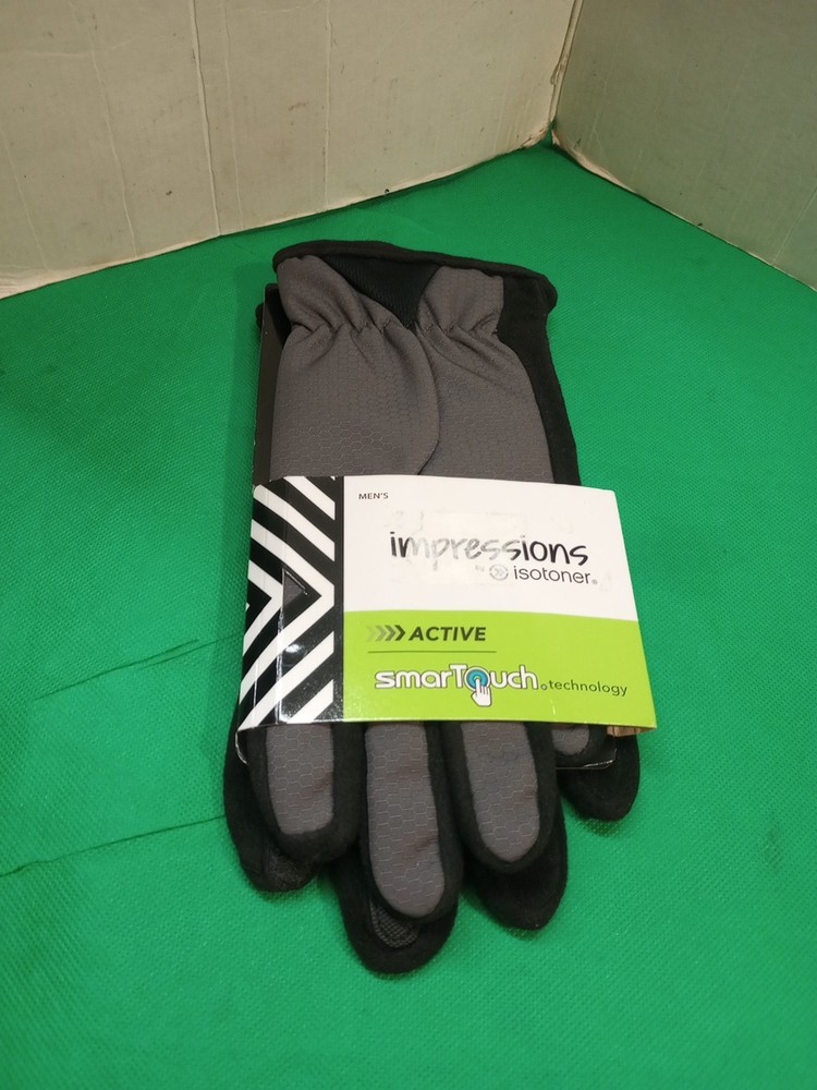 Isotoner Mens Gloves Charcoal Active Smart Touch Medium
