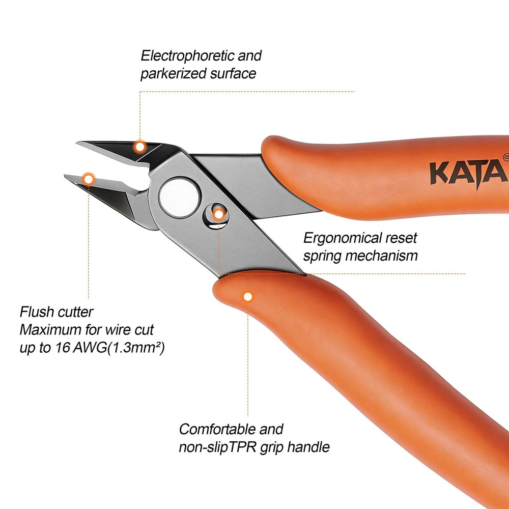 KATA Micro Wire Cutters Pliers: Precision Flush Cutter Tool for 2 Pack Orange