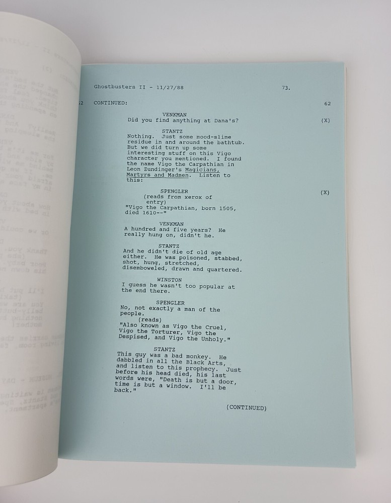 Ghostbusters II Script - 1988 Pink & Blue Revision