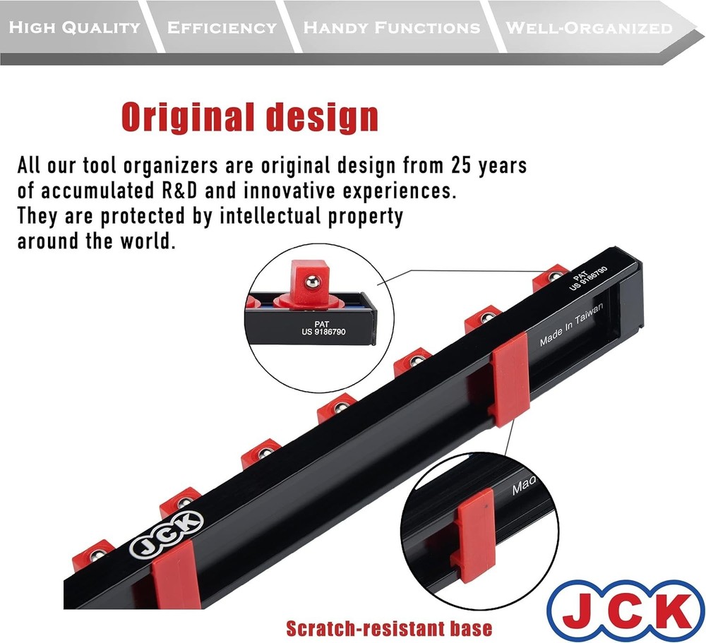 JCK Professional Quality Aluminum 1/2" Single Rail Socket Organizer