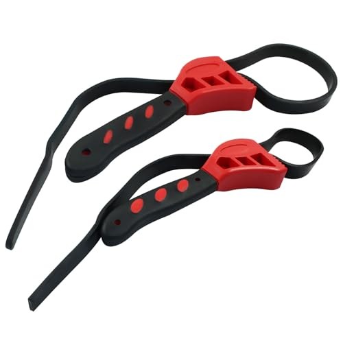 2 Pcs Upgrade Reinforced Rubber Strap Wrench Set, 4" & 6" Adjustable Red