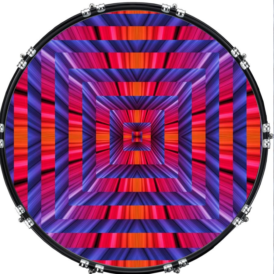 20" Custom Bass Kick Drum Front Head Graphic Graphical Square Burst 1