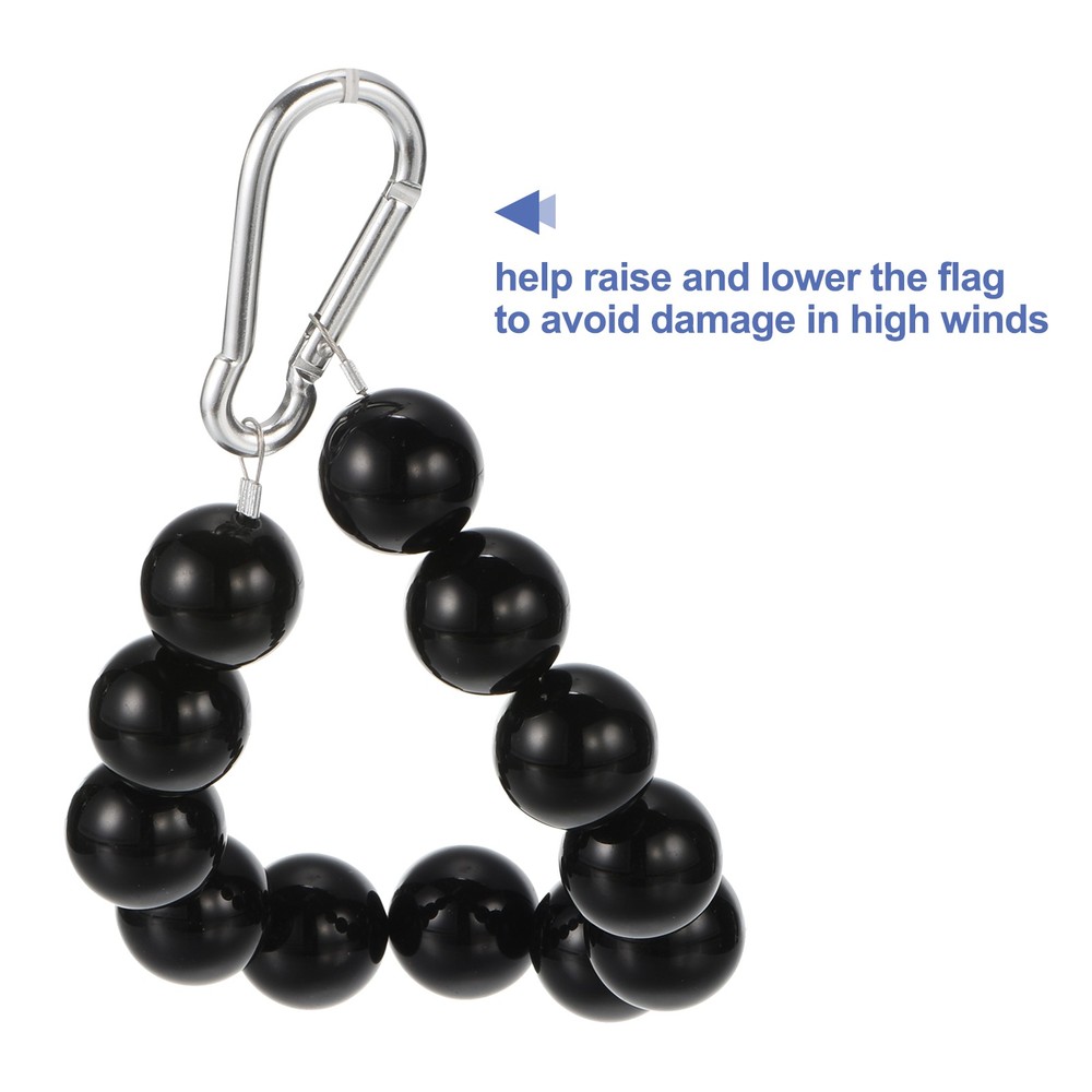 1 Pcs Flag Pole Beaded Retainer Ring, Black