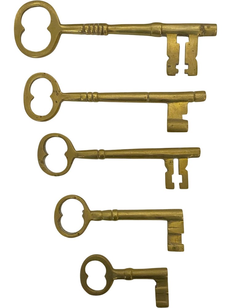 Antique Brass Skeleton Keys Collection Architectural Locks Set
