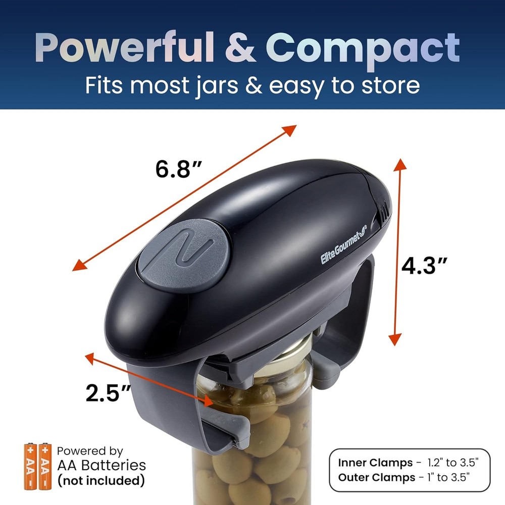 Elite Gourmet EJO800 High Power Torque Automatic Battery Single, Black/Gray