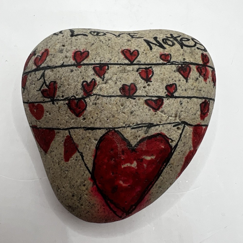 Hand Painted Heart Shaped Rock 3x3”