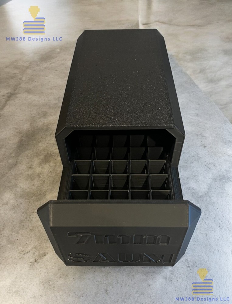 Sliding 7mm SAUM Ammo Storage Box Case - 50rd Round - Multiple Colors Available!