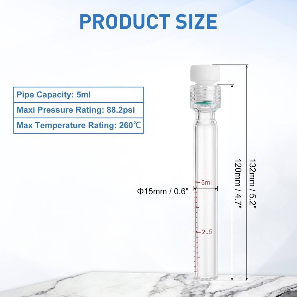 5ml Flat Bottom Heavy Wall Pressure Bottle with Full Scale, Clear