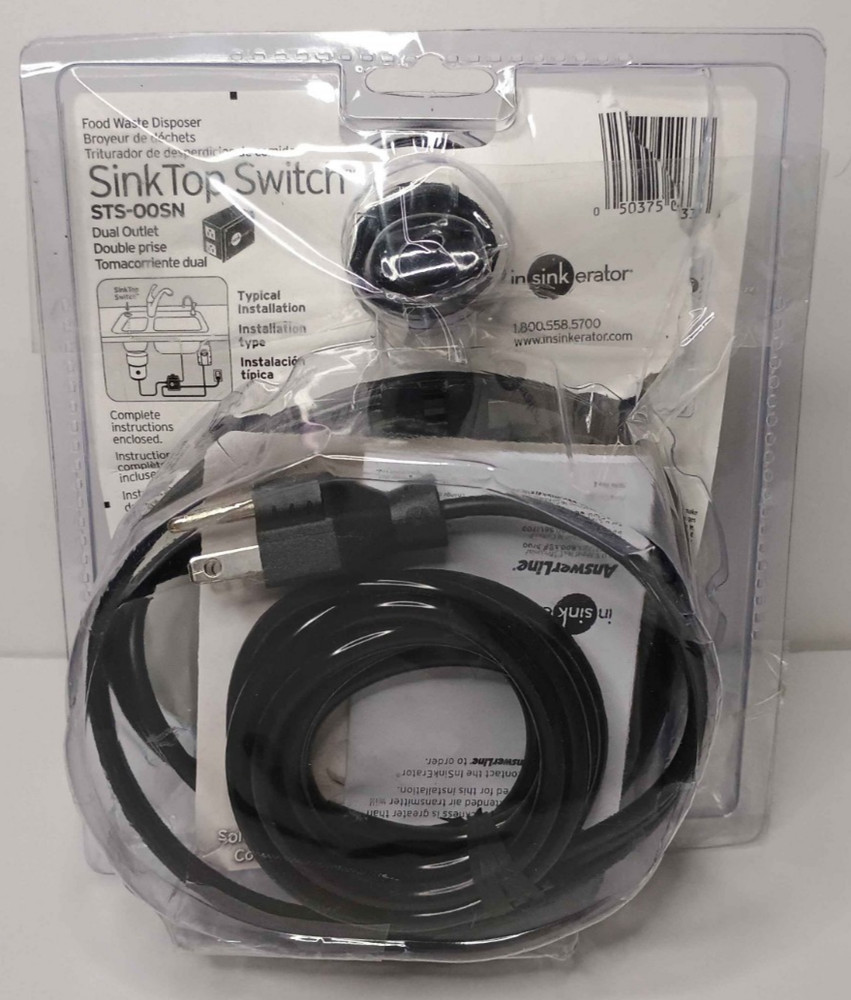 InSinkErator STS-OOSN SinkTop Satin Nickel Button Dual Outlet Switch 2336