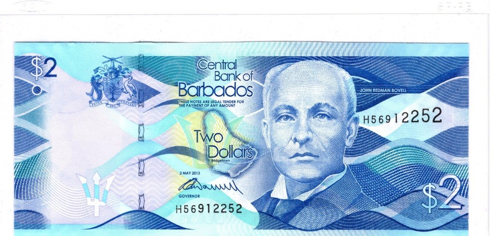 Barbados 2 Dollars 2013 UNC H5 69 12252