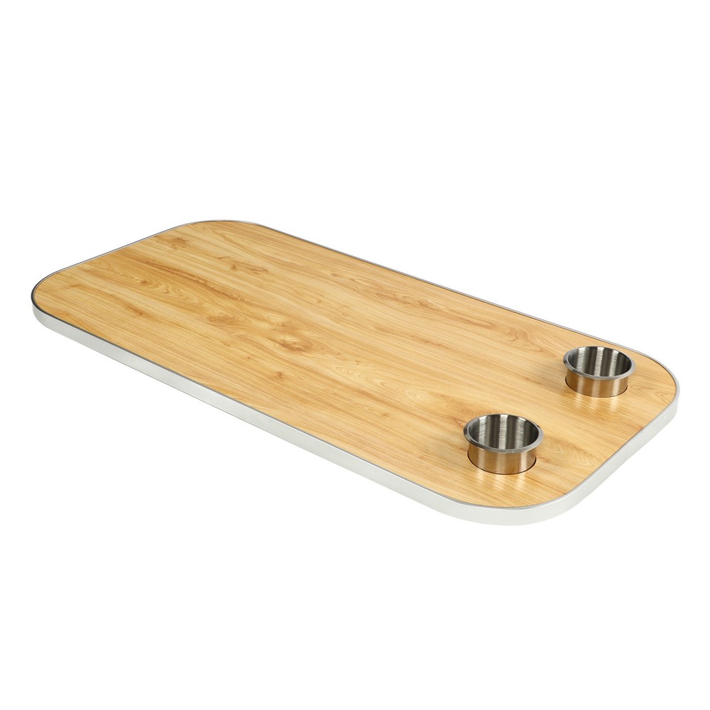 Boat Table Top With 2 Cup Holders Solid Wood Removable Desktop Panel For Caravan