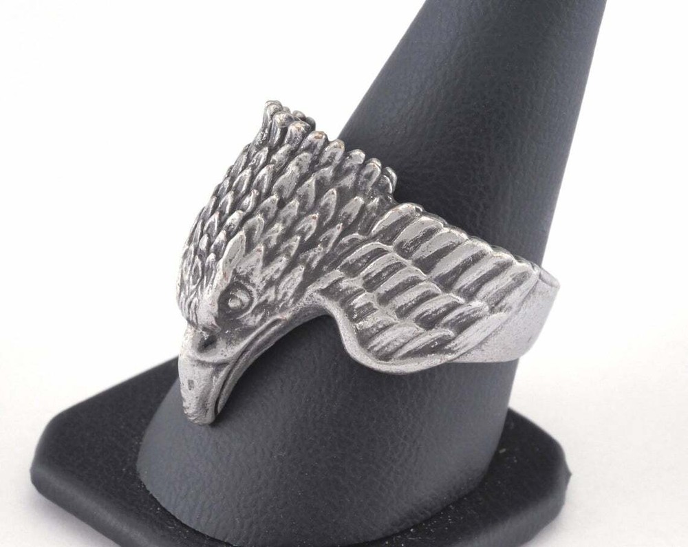 Eagle Adjustable Ring Antique Silver Plated Brass 19mm 8.5US innersize Adju 2885
