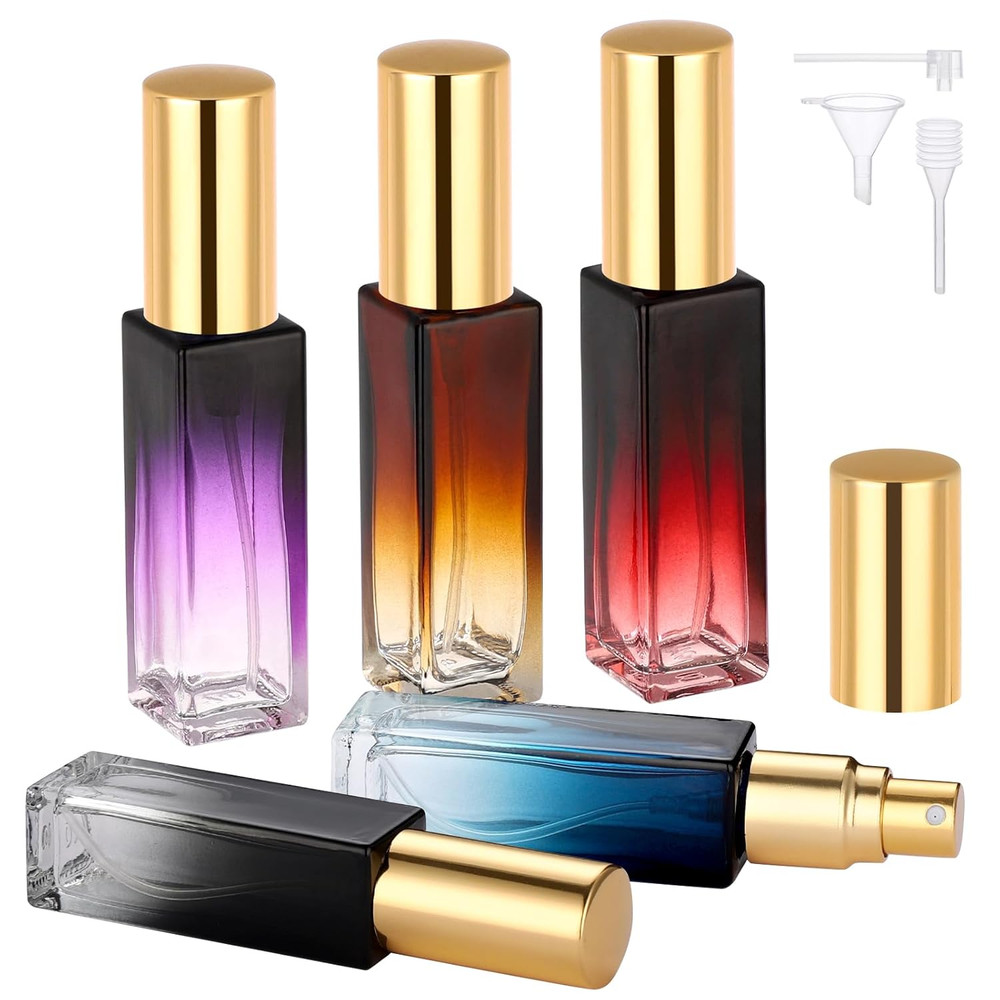 0.34Oz Empty Travel Perfume Atomizer Refillable, 5 Pack Mini Glass Perfume Spray
