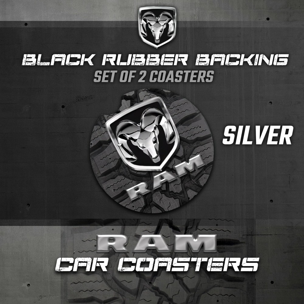 Car Coasters, Ram 1500 Car Coasters, Ram Accessories - Silver - Rubber