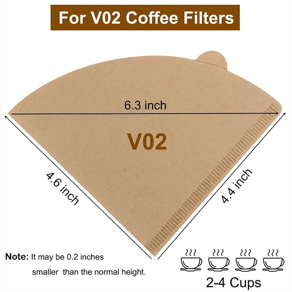COFFITO Coffee Filter, Size 02 Cone Filters Disposable, 100 V02, Brown