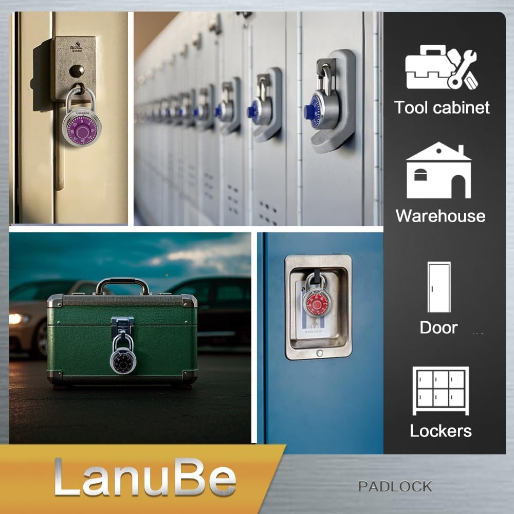 Lock Standard Dial Combination Lock 2 in. Wide, with Different Combinations Blac