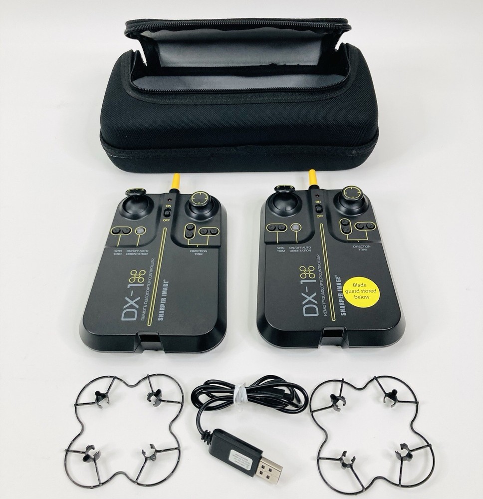 Sharper Image Auto Pilot DX-1 Micro Drone X2 Drones w/ Controllers Case Working