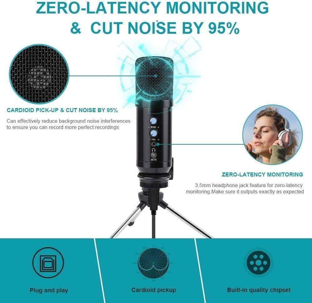 New Multipurpose Condenser Microphones USB Gaming For PC Computer / Laptop