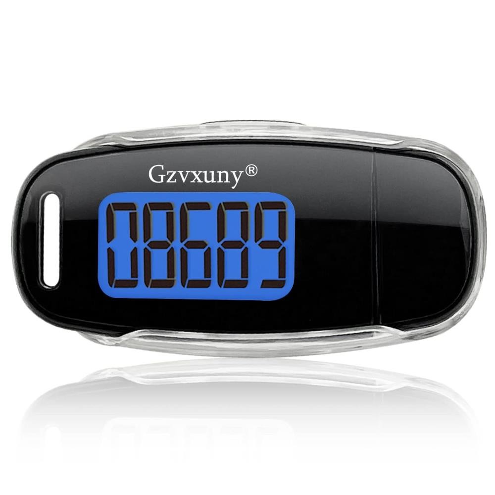 Gzvxuny 3D Pedometer with Clip and Strap, Simple Walking Step Counter
