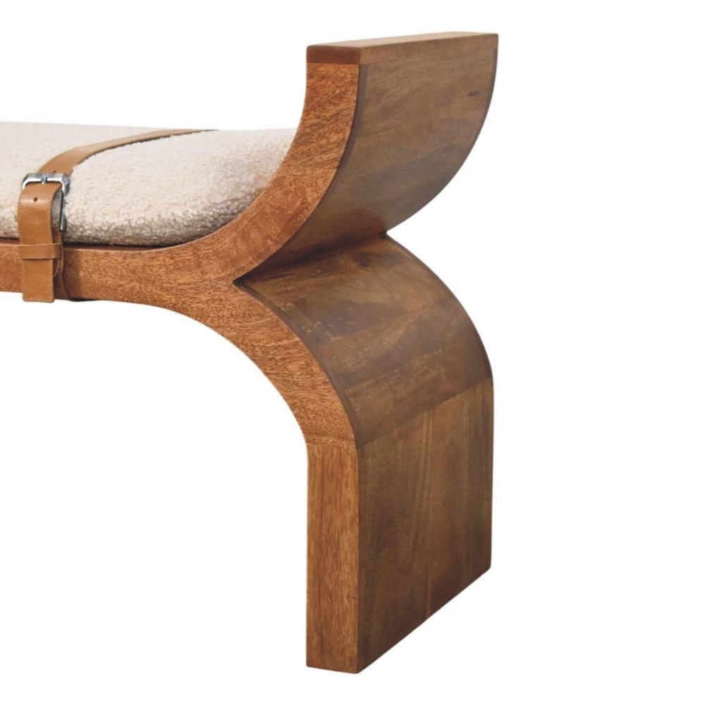 Stirrup Curve Bench with Boucle Seat