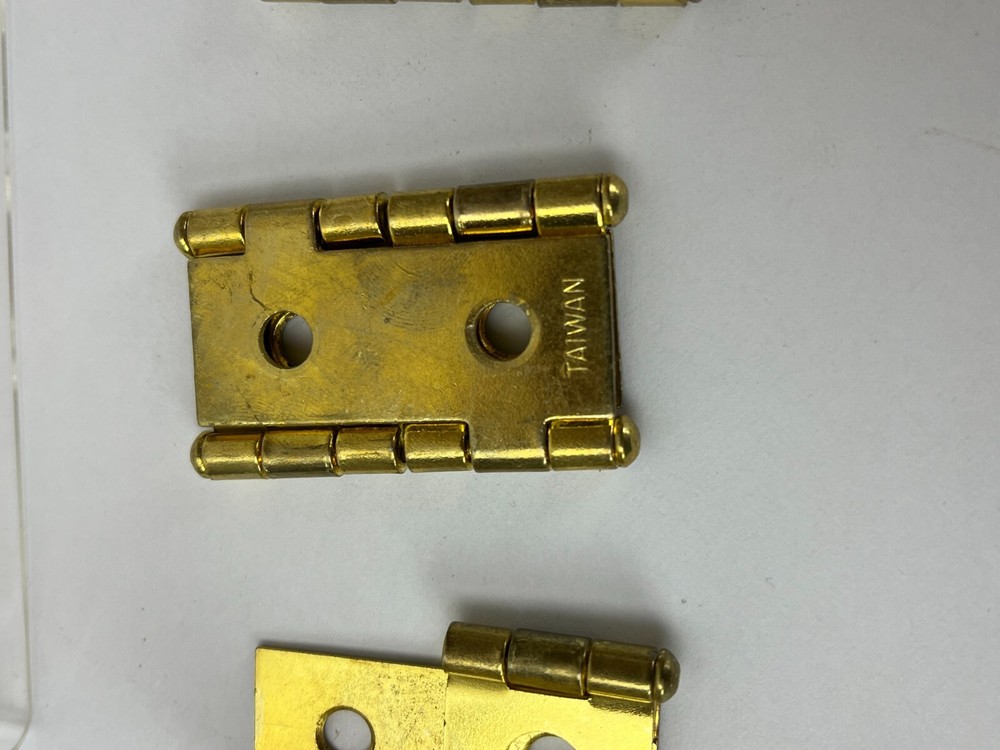 Set 4 Brass Cabinet window Shutter Hinge 2 x 2" Some screws Salvage Hardware