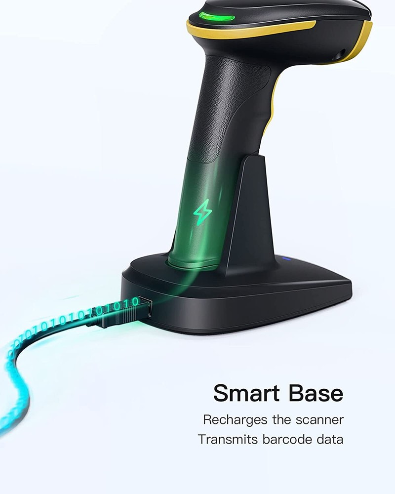 Barcode Scanner 1D Wireless, Screen Scanning, with Smart Base