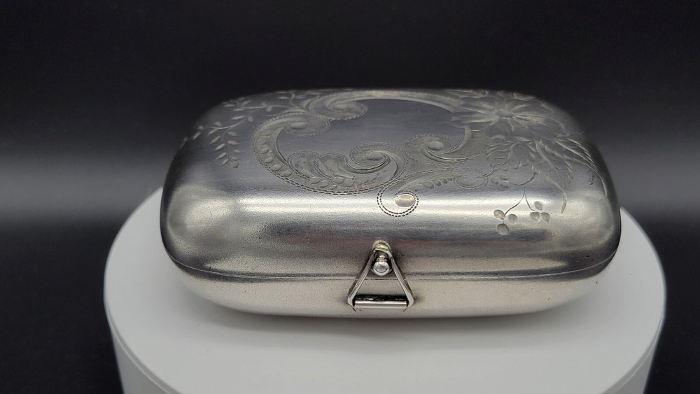 Antique Sterling Silver Engraved Floral Soap Case