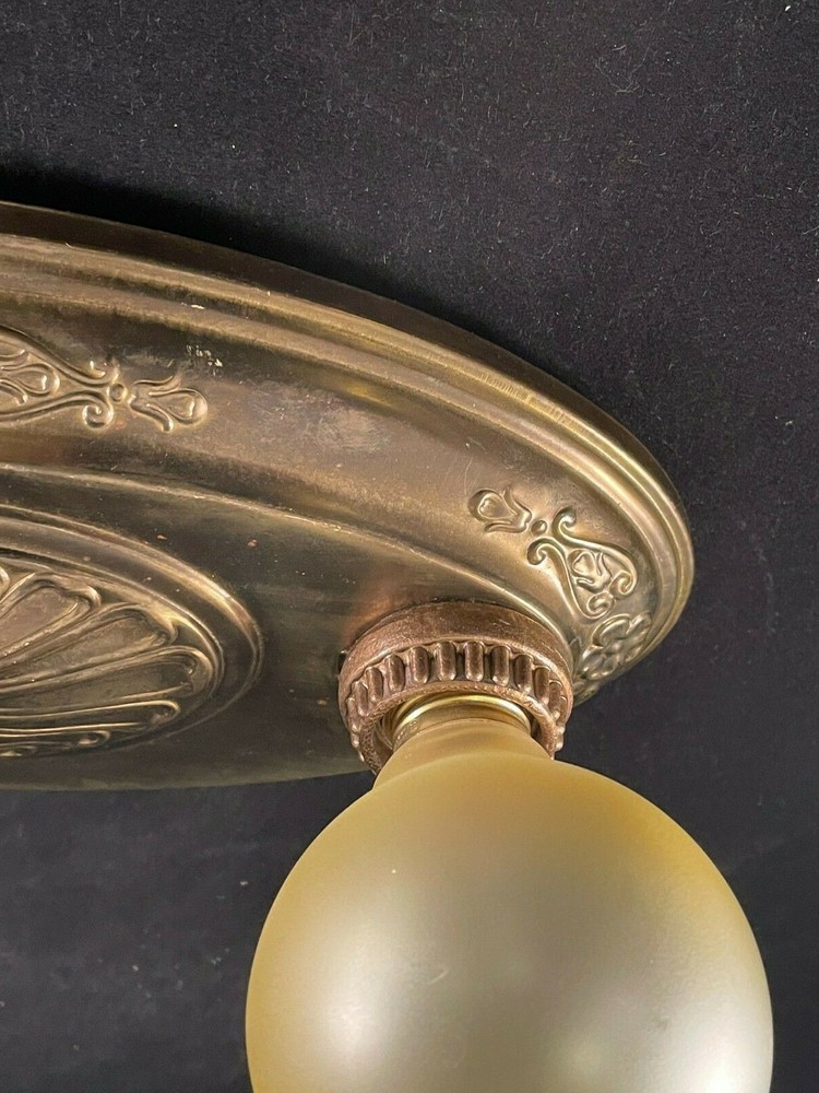 Antique Brass 2 Light Flush Mount Fixture #1