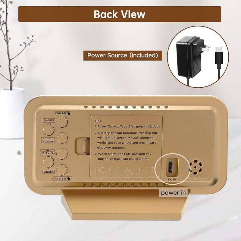 Digital Alarm Clock W/ Adjustable Brightness Loud Volume Battery Backup Function