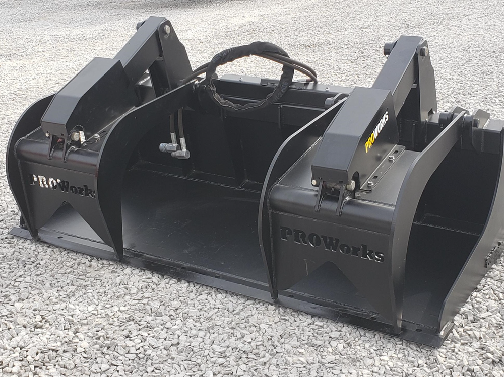 72″ Severe Duty Solid Bottom Bucket Grapple Fits Skid Steer Quick Attach Loader