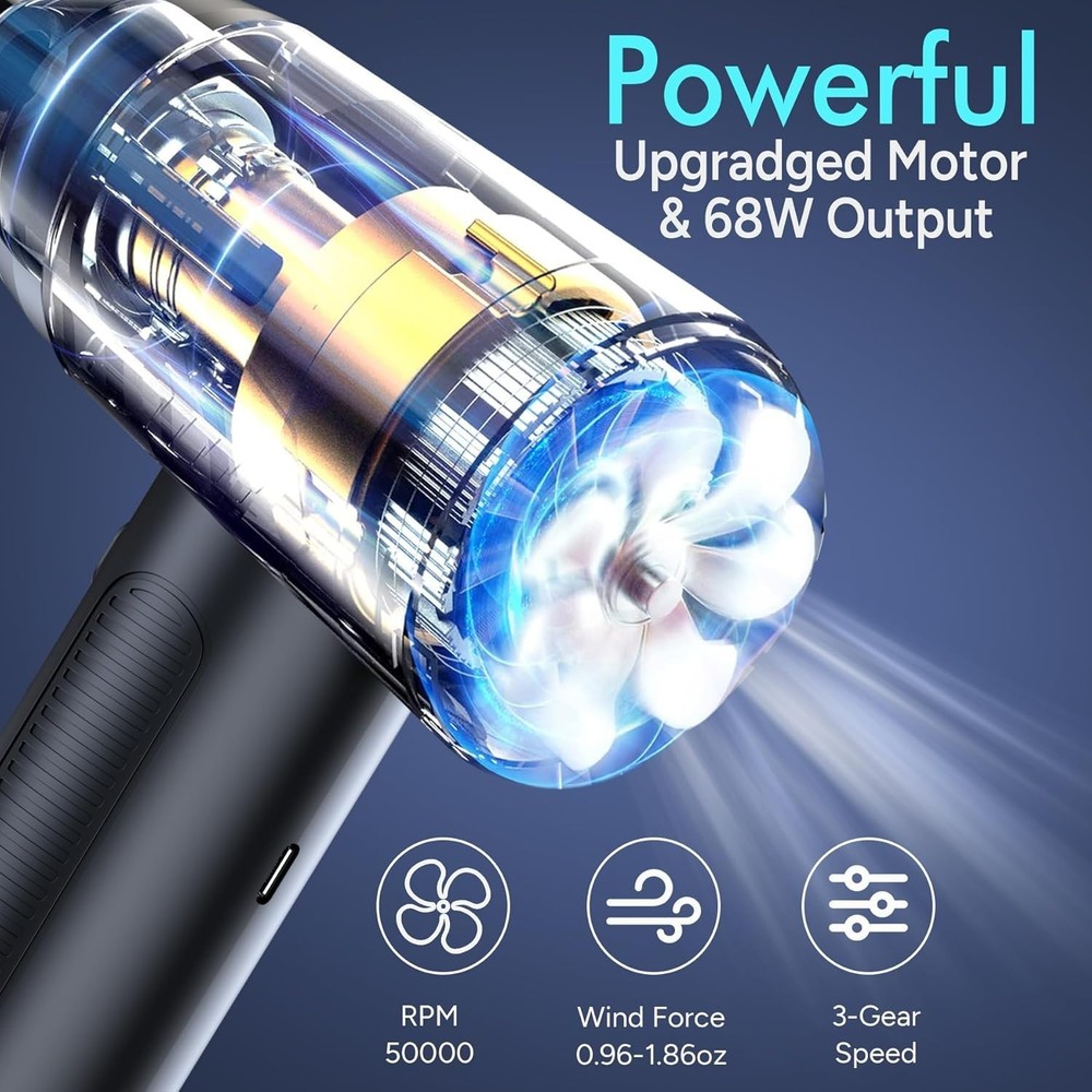 Electric Compressed Air Duster, 3-Gear Dust Blower for Computers Cordless PC ...