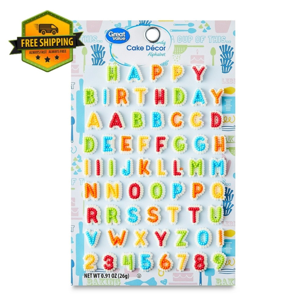 Great Value Candy Alphabet Cake Decor, Multicolor, 0.91 oz