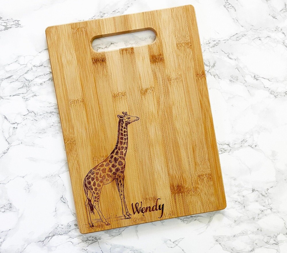 Giraffe Large Eco Friendly Natural Bamboo Board Can Be Personalized with A Name