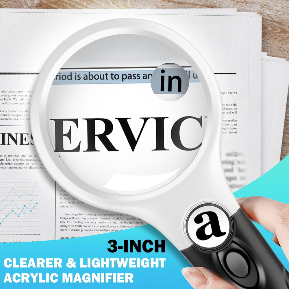 Lighted Compact Magnifying Glass, 45X 10X 5X for Reading and Low Vision