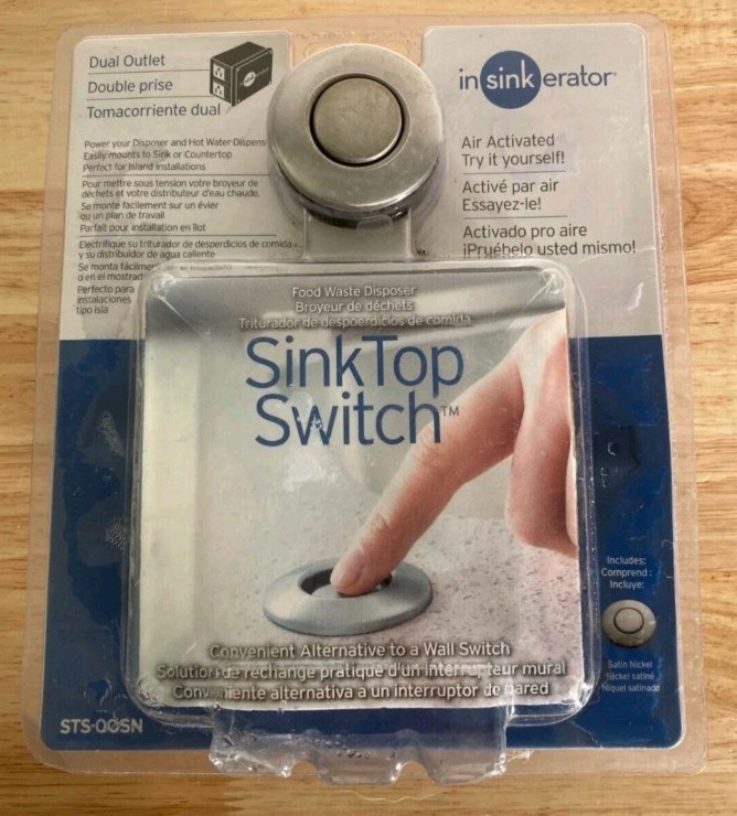 InSinkErator STS-OOSN SinkTop Satin Nickel Button Dual Outlet Switch
