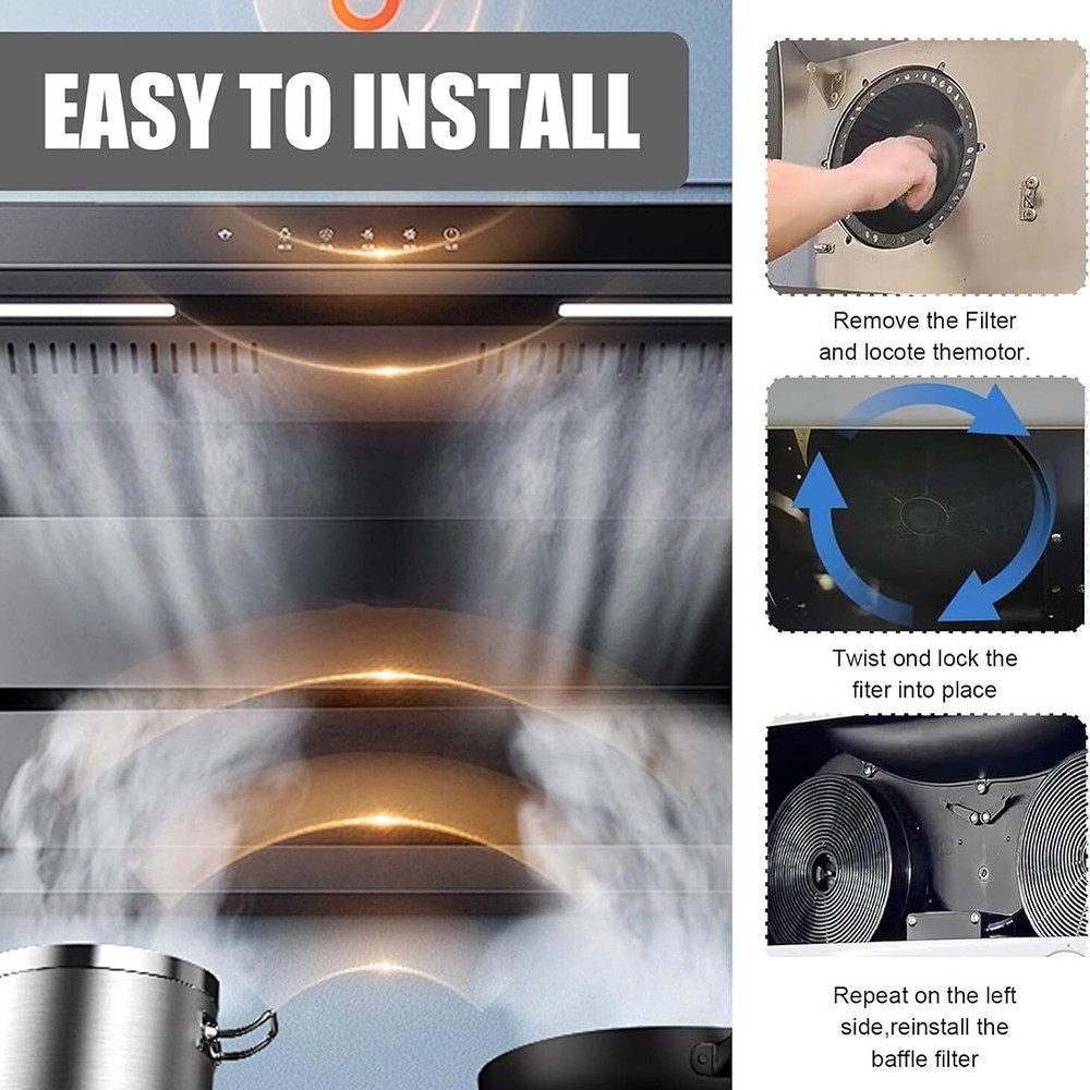 Easily Replaceable 2pcs Activated Carbon Filter Set for Kitchen For Range Hoods