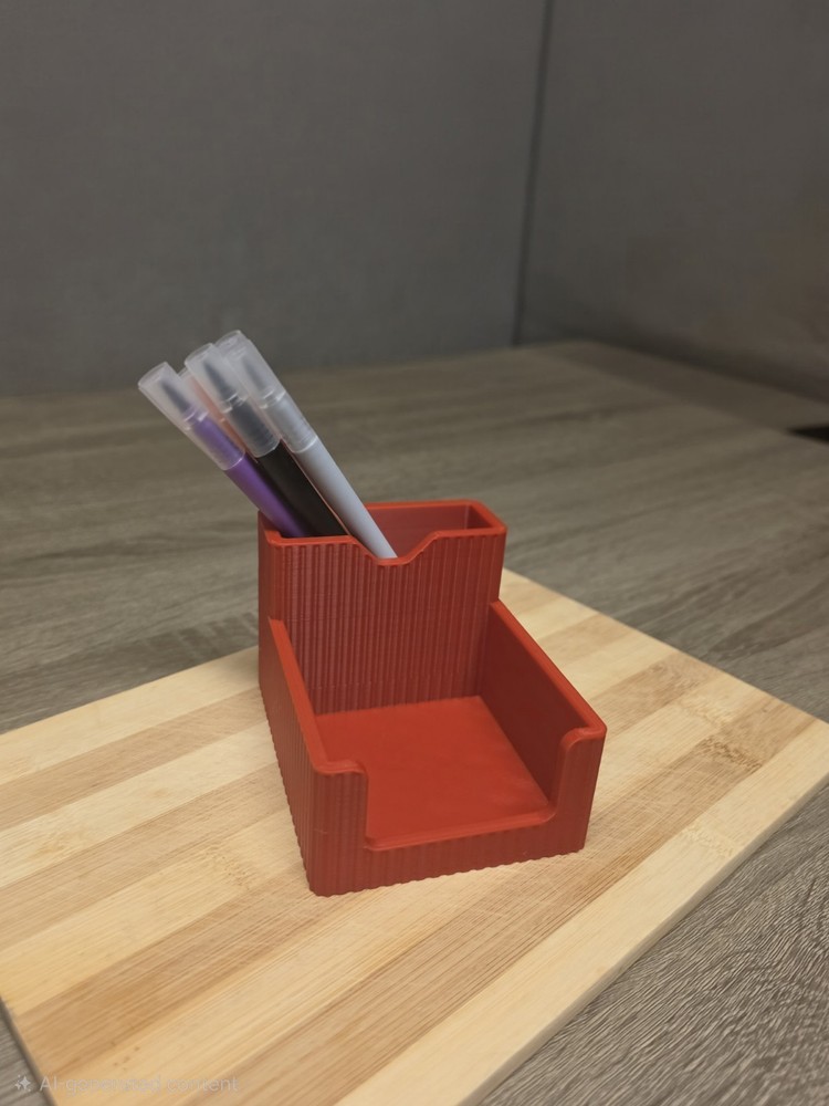 Red Plastic PLA Desktop Organizer with Pencil Holder