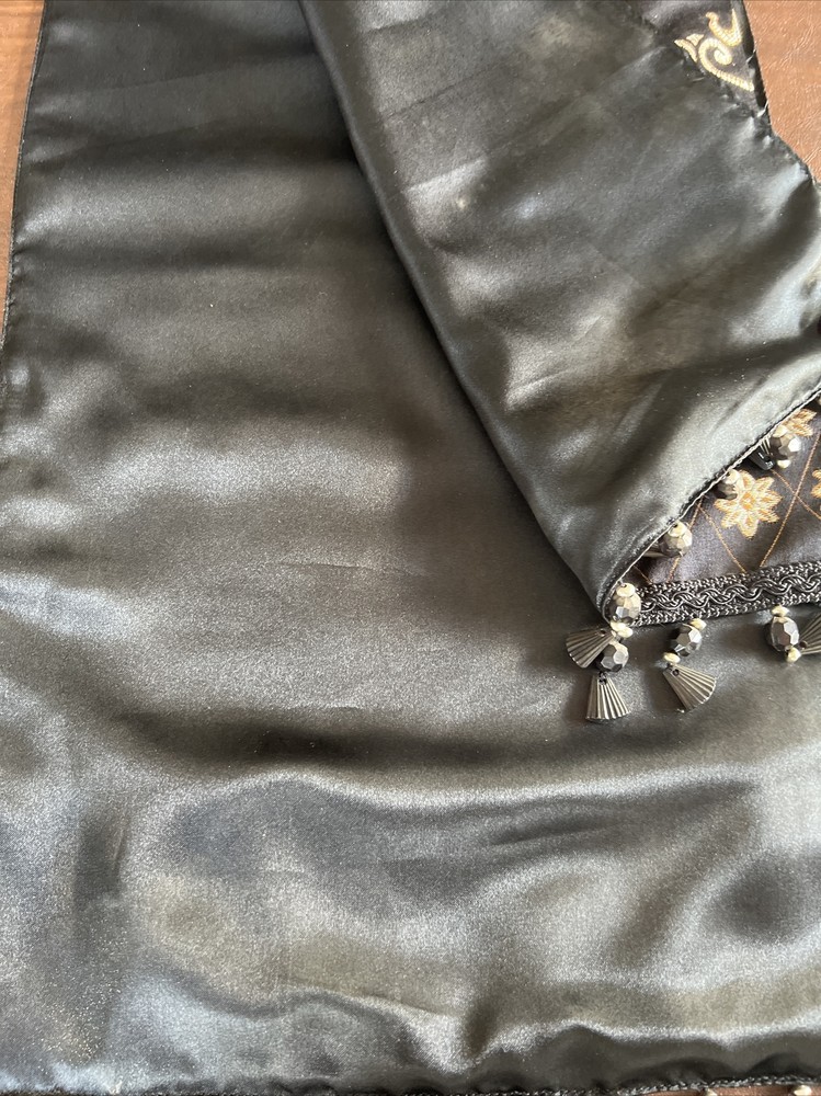 Table Runner With Gold Elephants On Black Backdrop