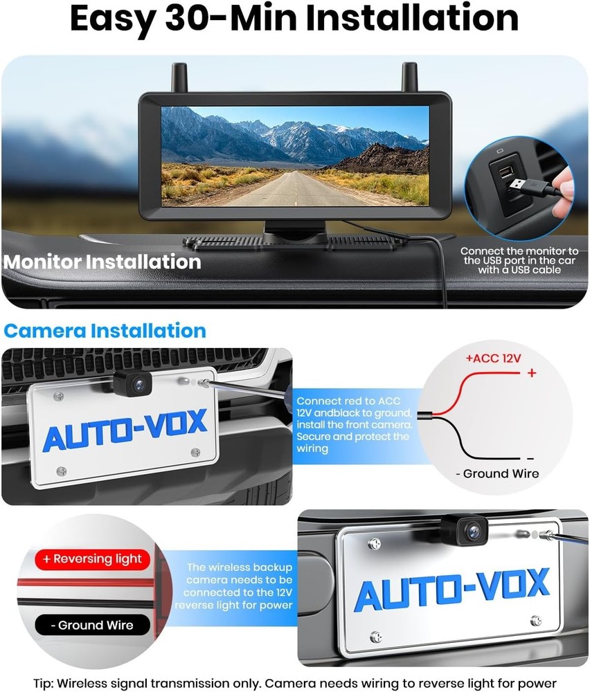 Wireless Backup Camera 7.2 Dual Split Screen