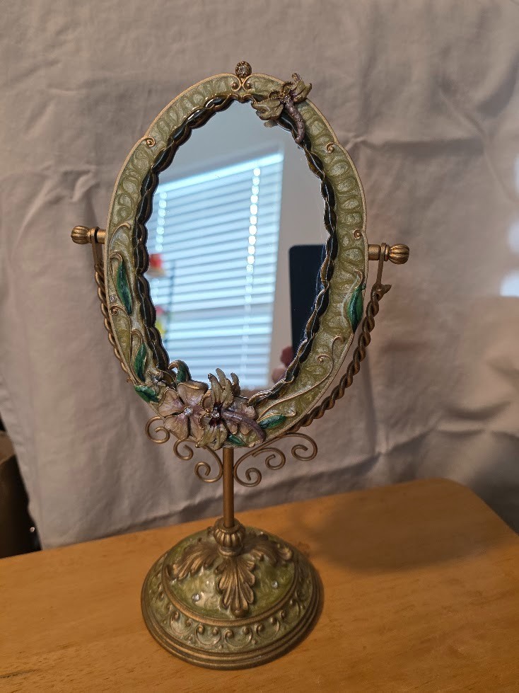 Vintage Ornate Oval Vanity Mirror