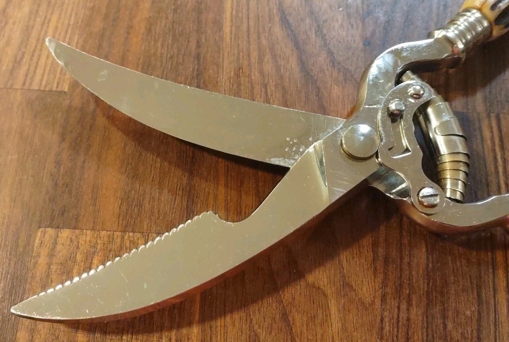 VINTAGE BARON KITCHEN POULTRY SHEARS STAG HANDLE SOLINGEN GERMANY