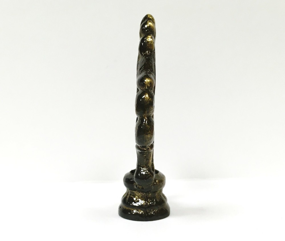 Lamp Finial-Solid Cast Brass ORNAMENTAL LOOP w/dual threads, AB Finish