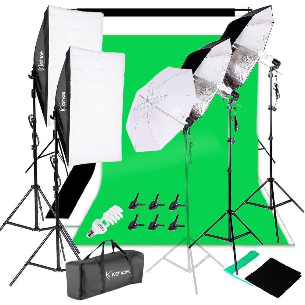 3x33"Umbrella Photography Video Studio Lighting Kit Background 4 Light Stand Set